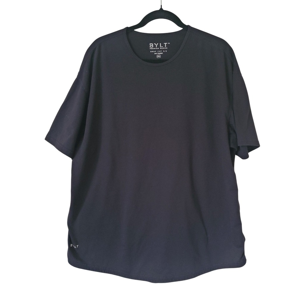 BYLT Premium Basics Mens Drop Cut‎ S/S T-Shirt Black XXL Curved Hem